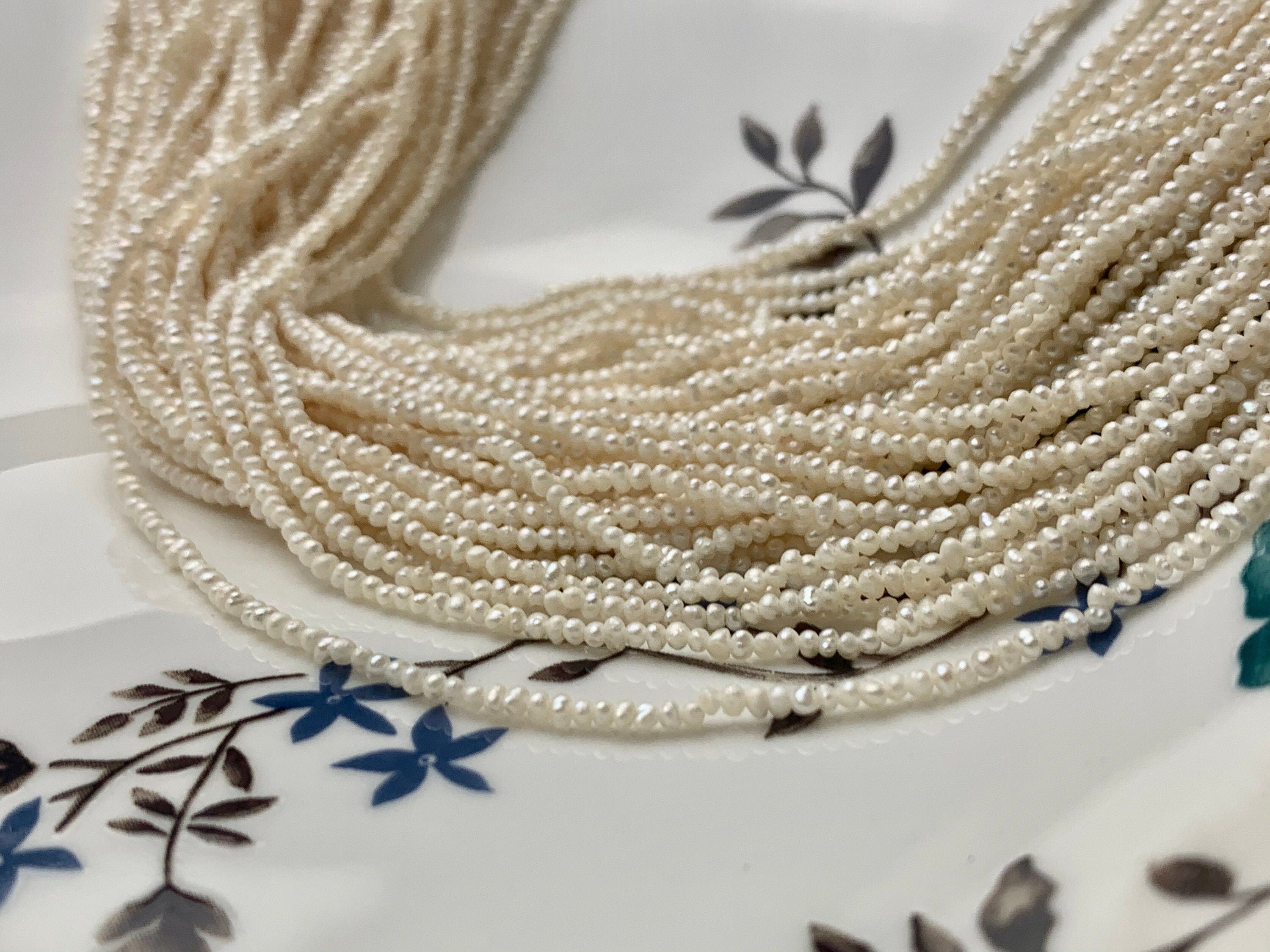 Tiny Natural White Seed Pearls - 1.5-2mm Freshwater Pearl Beads